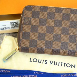 LV ZIPPY WALLET Damier Ebene Brown Genuine leather